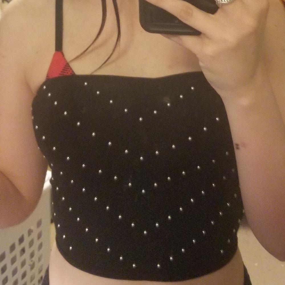 Black Rhinestone Tube Top